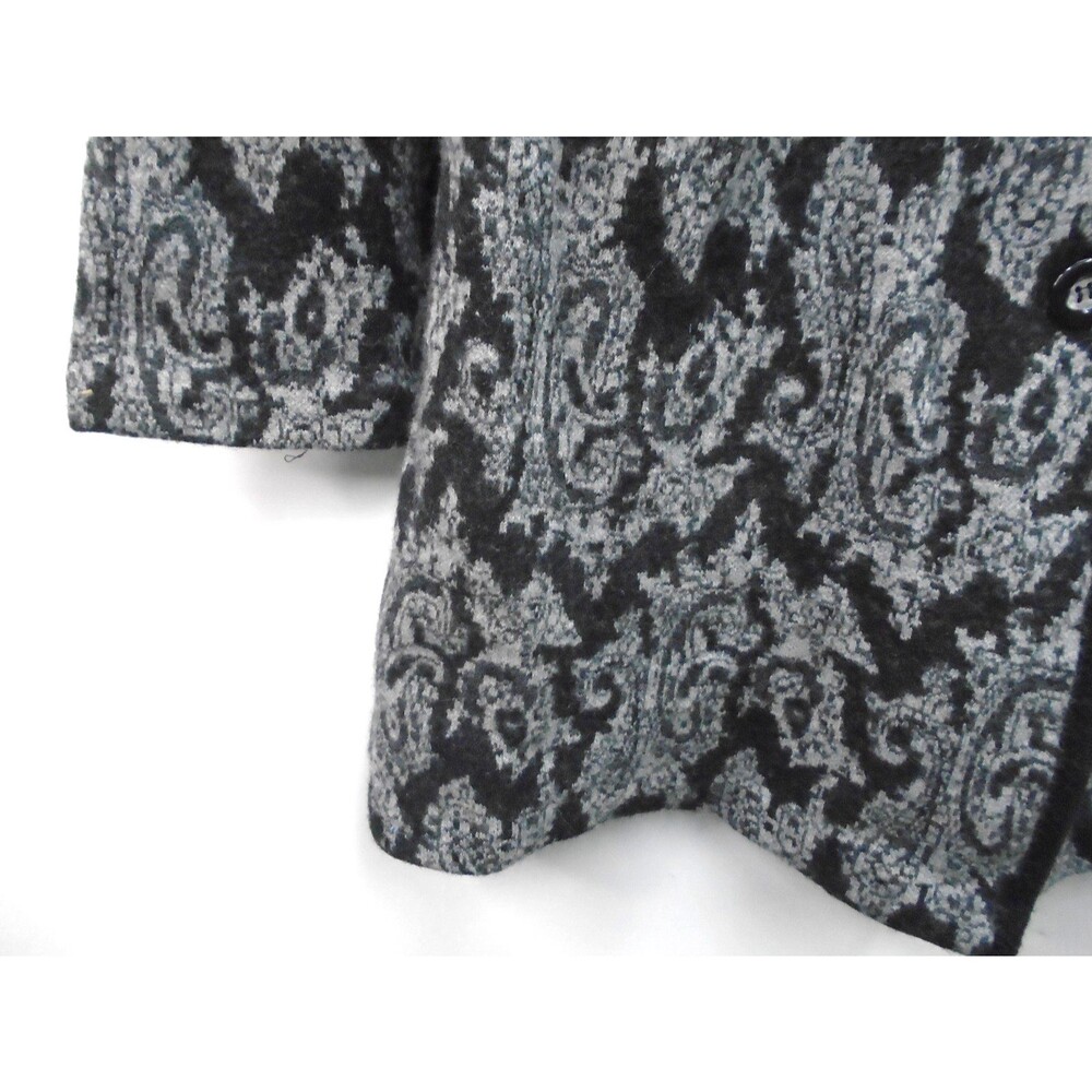 Cambridge Dry Goods Womens Size L Sweater Coat 100% Wool Black Gray Paisley - Picture 6 of 11